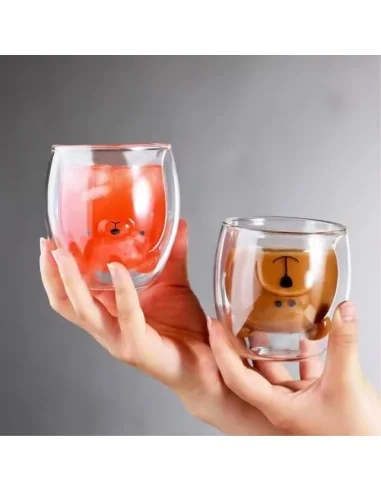 Taza De Cristal Doble Pared Con Estampado 300ml T-00033