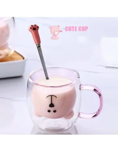 Taza De Cristal Doble Pared Con Estampado 300ml T-00035