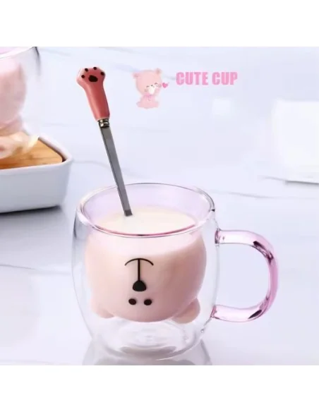 Taza De Cristal Doble Pared Con Estampado 300ml T-00035