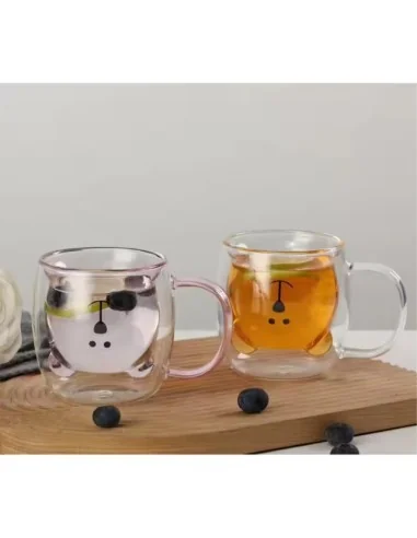 Taza De Cristal Doble Pared Con Estampado 300ml T-00035