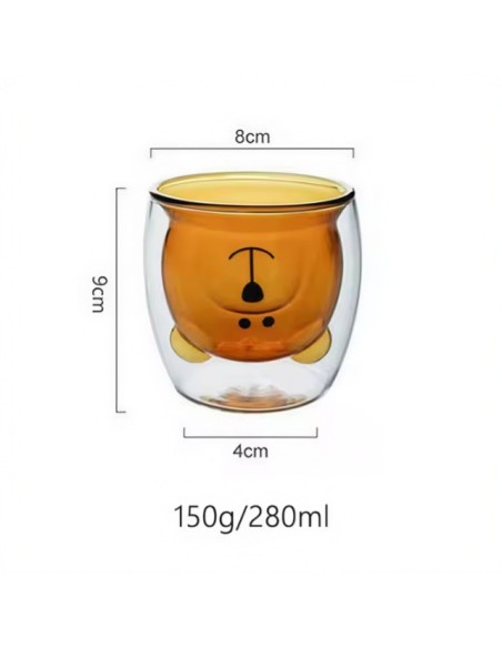 Taza De Cristal Doble Pared Con Estampado 300ml T-00052