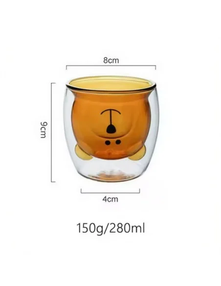 Taza De Cristal Doble Pared Con Estampado 300ml T-00052