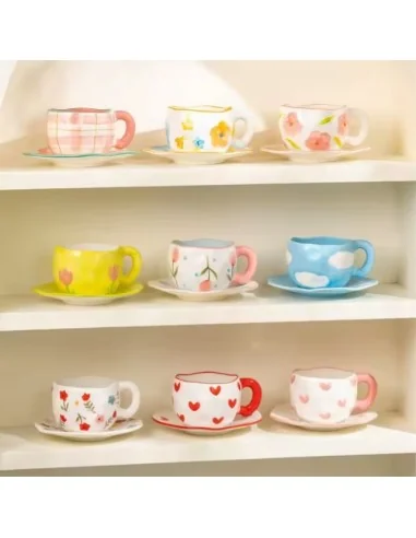 Taza de Cerámica Ligera de Lujo Con Flores T-00023-1
