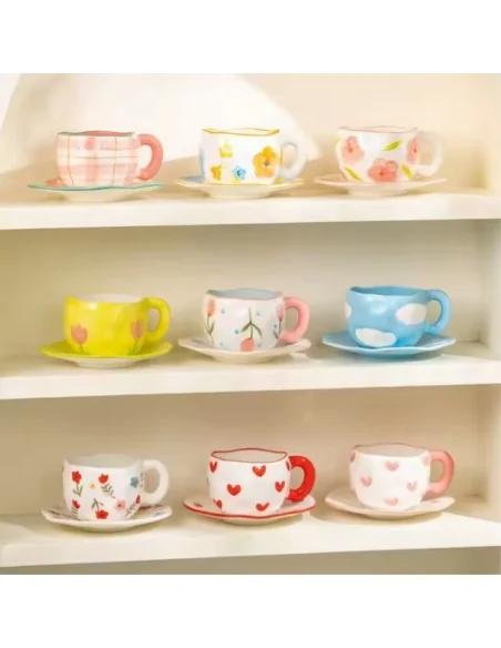 Taza de Cerámica Ligera de Lujo Con Flores T-00023-1