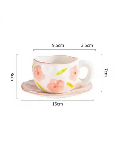 Taza de Cerámica Ligera de Lujo Con Flores T-00023-1