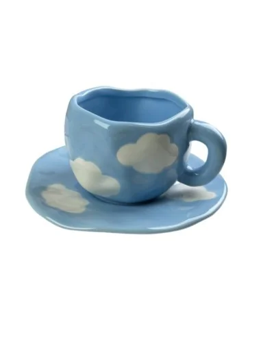 Taza de Cerámica Ligera de Lujo Azul con Nubes T-00023-5