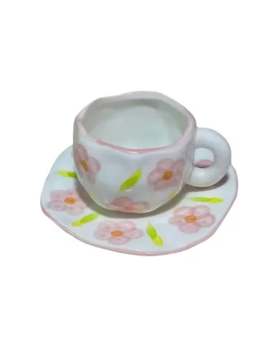 Taza de Cerámica Ligera de Lujo CON Flores T-00023-2