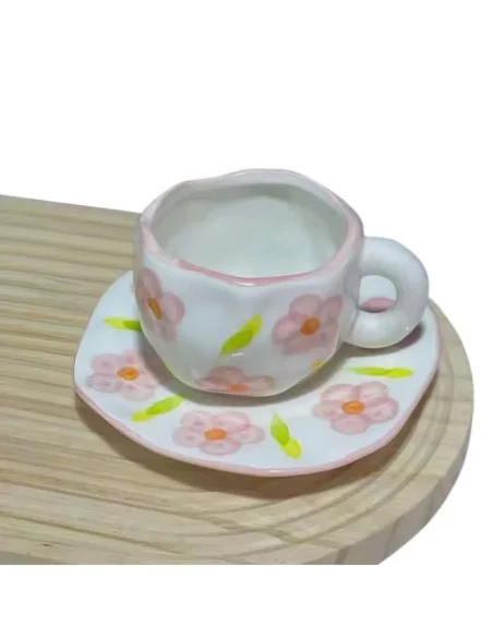 Taza de Cerámica Ligera de Lujo CON Flores T-00023-2