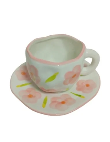 Taza de Cerámica Ligera de Lujo con Flores T-00023-5