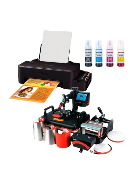 Kit de Sublimación 8 en 1 + Impresora Epson L121 + Hojas + Tintas