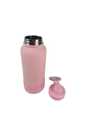 Botella Rosa de Agua de Acero Inoxidable de 650ML con Soporte Magnético para Teléfono T-1003