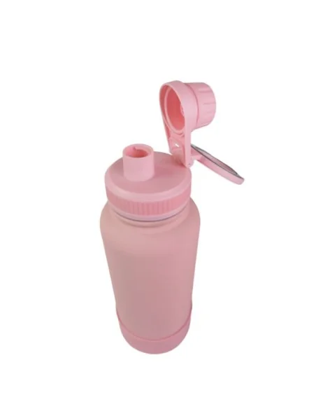 Botella Rosa de Agua de Acero Inoxidable de 650ML con Soporte Magnético para Teléfono T-1003
