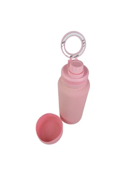 Botella Rosa de Agua de Acero Inoxidable de 650ML con Soporte Magnético para Teléfono T-1003