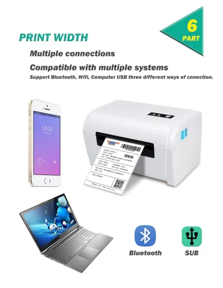 Impresora Térmica Etiqueta Mercado Envíos Flex Usb Bluetooth