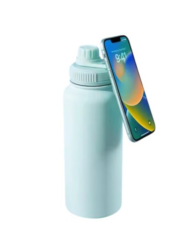 Botella Verde de Agua de Acero Inoxidable de 650ML con Soporte Magnético para Teléfono T-1001