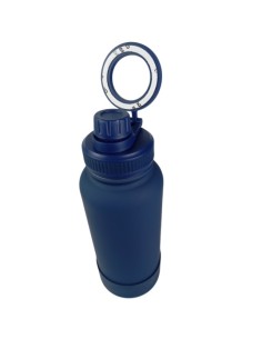 Botella Azul de Agua de Acero Inoxidable de 650ML con Soporte Magnético para Teléfono T-1004