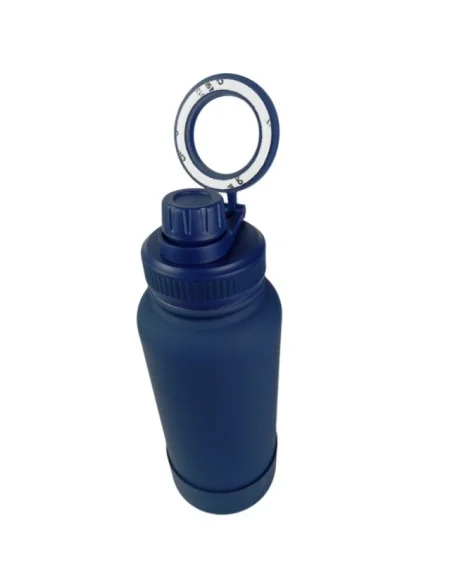 Botella Azul de Agua de Acero Inoxidable de 650ML con Soporte Magnético para Teléfono T-1004