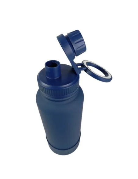 Botella Azul de Agua de Acero Inoxidable de 650ML con Soporte Magnético para Teléfono T-1004