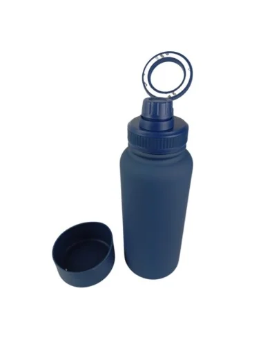 Botella Azul de Agua de Acero Inoxidable de 650ML con Soporte Magnético para Teléfono T-1004