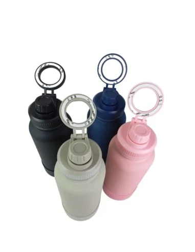 Botella Azul de Agua de Acero Inoxidable de 650ML con Soporte Magnético para Teléfono T-1004