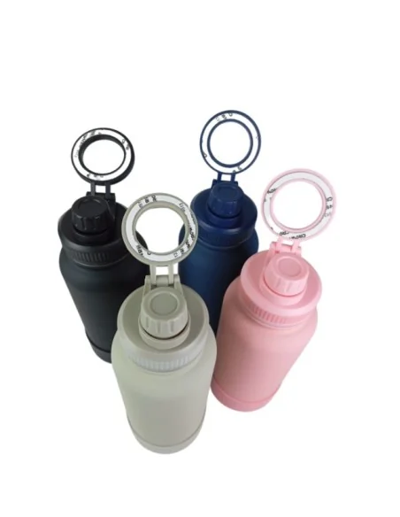 Botella Azul de Agua de Acero Inoxidable de 650ML con Soporte Magnético para Teléfono T-1004
