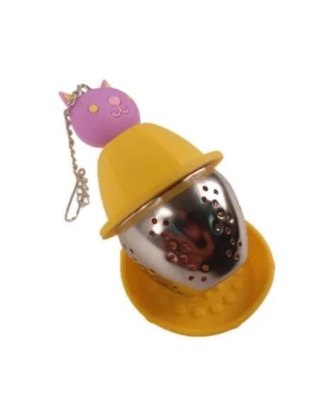 Infusor de Té de Malla Fina de Acero Inoxidable Amarillo T-10008-3
