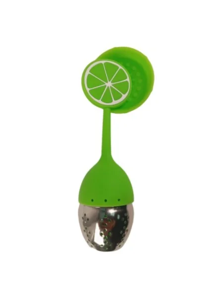 Colador Infusor de Té de Silicona de Acero Inoxidable Verde Claro T-10009-2
