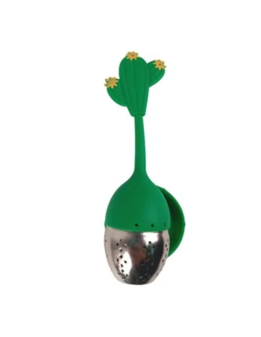 Colador Infusor de Té de Silicona de Acero Inoxidable Verde Oscuro T-10009-3