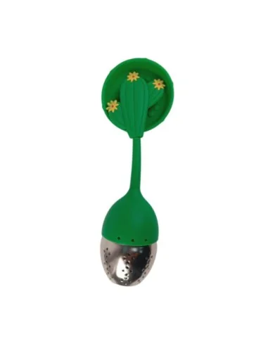 Colador Infusor de Té de Silicona de Acero Inoxidable Verde Oscuro T-10009-3