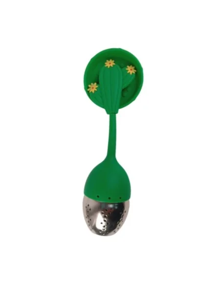 Colador Infusor de Té de Silicona de Acero Inoxidable Verde Oscuro T-10009-3