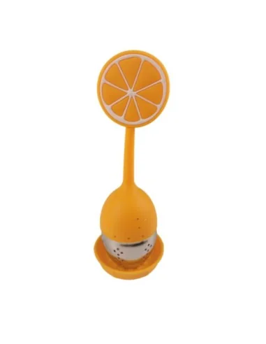 Colador Infusor de Té de Silicona de Acero Inoxidable Naranja