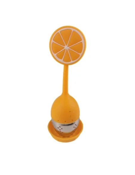 Colador Infusor de Té de Silicona de Acero Inoxidable Naranja