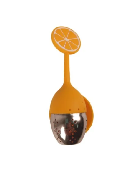 Colador Infusor de Té de Silicona de Acero Inoxidable Naranja T-10009-4