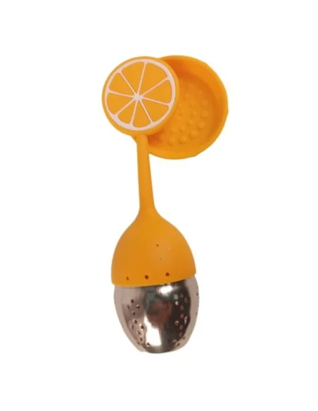 Colador Infusor de Té de Silicona de Acero Inoxidable Naranja T-10009-4