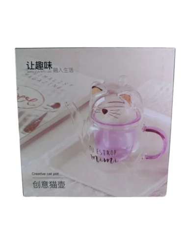 Tetera de Vidrio de Borosilicato Tipo Gato T-00037