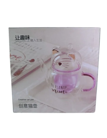 Tetera de Vidrio de Borosilicato Tipo Gato T-00037