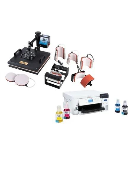 Kit Sublimadora 8 en 1 + Impresora F170 + hojas + tintas.