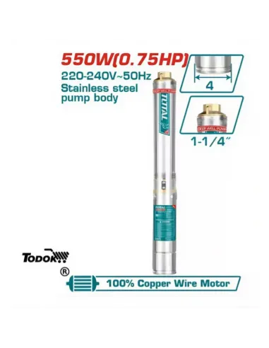 Bomba De Agua Para Pozo Profundo 550w 0.75hp Total Twp55501 Color Turquesa