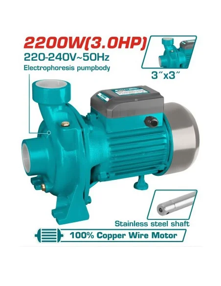 Bomba De Agua Centrífuga 3 Hp 2200w 3x3 800 L/m Twp222002