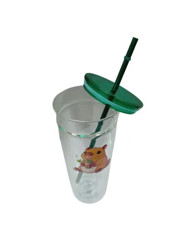 Vasos de Cristal con Tapa Ajustada con Bombilla T-00039