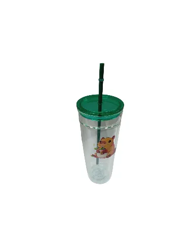 Vasos de Cristal con Tapa Ajustada con Bombilla T-00039