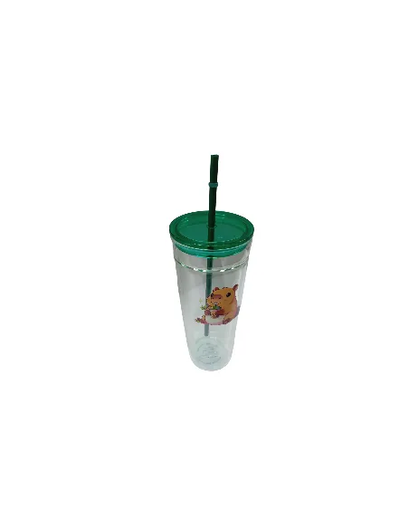 Vasos de Cristal con Tapa Ajustada con Bombilla T-00039