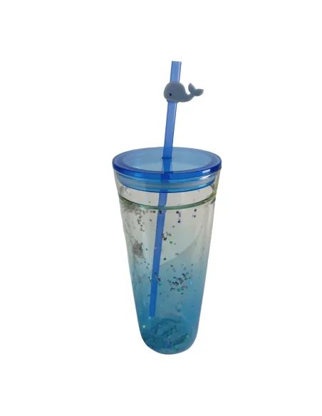 Vasos de Cristal con Tapa Ajustada Ballena en la Bombilla