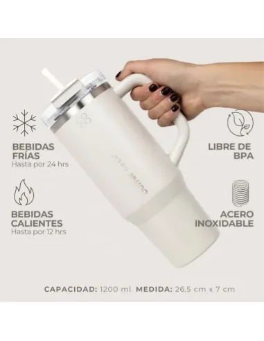 Vaso Termico Mug Tumbler Buffer 900ML Acero Inox Frio Calor - Blanco