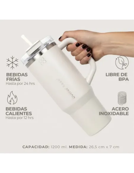 Vaso Termico Mug Tumbler Buffer 900ML Acero Inox Frio Calor - Blanco