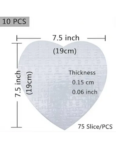 Rompecabezas Blanco Sublimable Con Forma De Corazón 75Pz