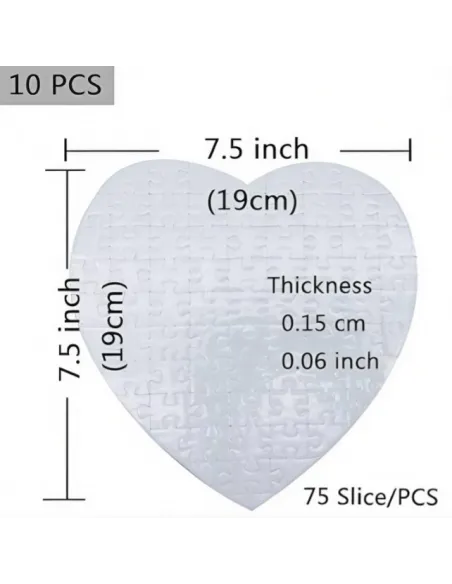 Rompecabezas Blanco Sublimable Con Forma De Corazón 75Pz