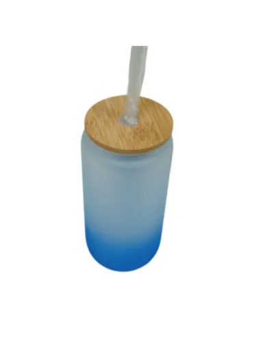 Vasos Glass Sublimación 16oz 500ml Tapa Bambú Y Caja