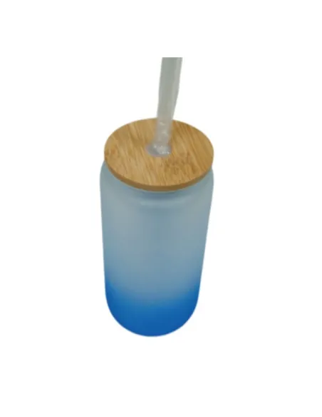 Vasos Glass Sublimación 16oz 500ml Tapa Bambú Y Caja