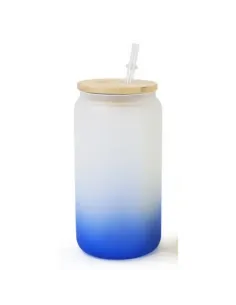 Vasos Glass Sublimación 16oz 500ml Tapa Bambú Y Caja